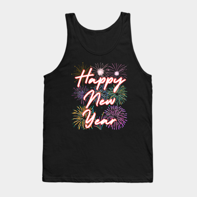 Fireworks and Festive Happy New Year Tank Top by Creatifly Graphic Tees
