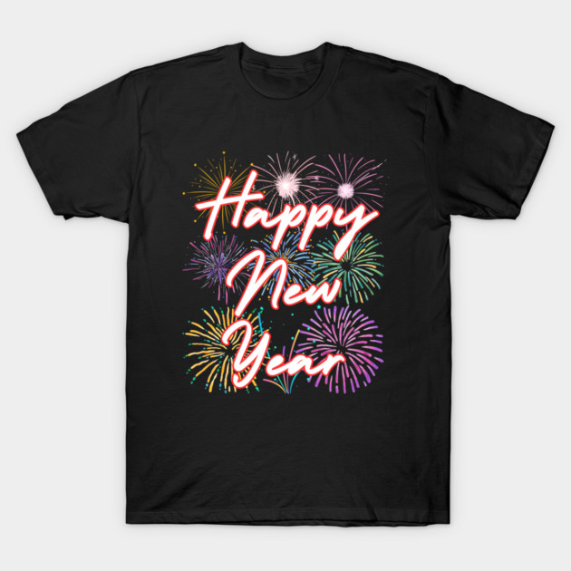 Fireworks and Festive Happy New Year T-Shirt by Creatifly Graphic Tees