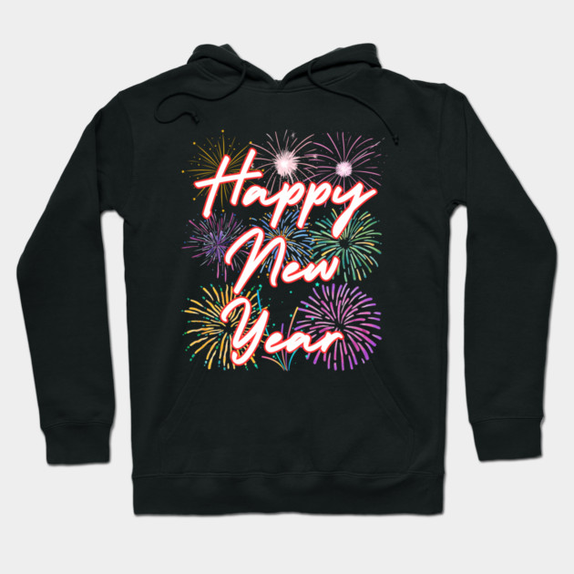 Fireworks and Festive Happy New Year Hoodie by Creatifly Graphic Tees