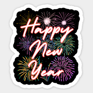 Fireworks and Festive Happy New Year Sticker