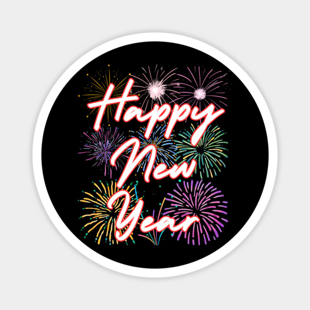 Fireworks and Festive Happy New Year Magnet by Creatifly Graphic Tees