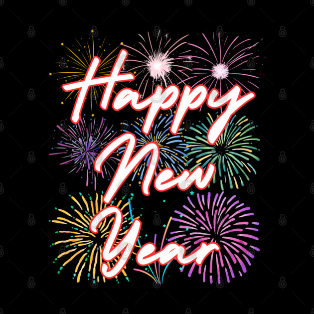 Fireworks and Festive Happy New Year by Creatifly Graphic Tees