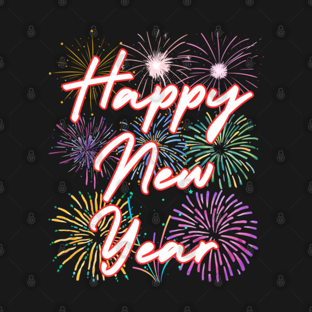 Fireworks and Festive Happy New Year by Creatifly Graphic Tees