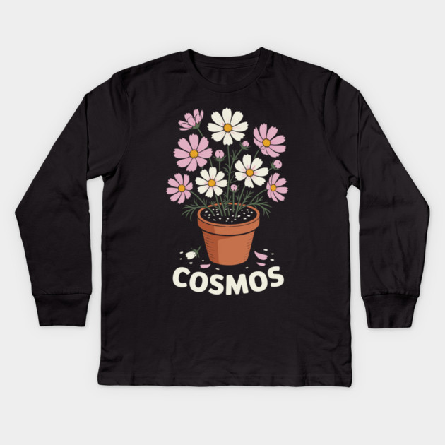 Cosmos Flower Kids Long Sleeve T-Shirt by CreativeSage