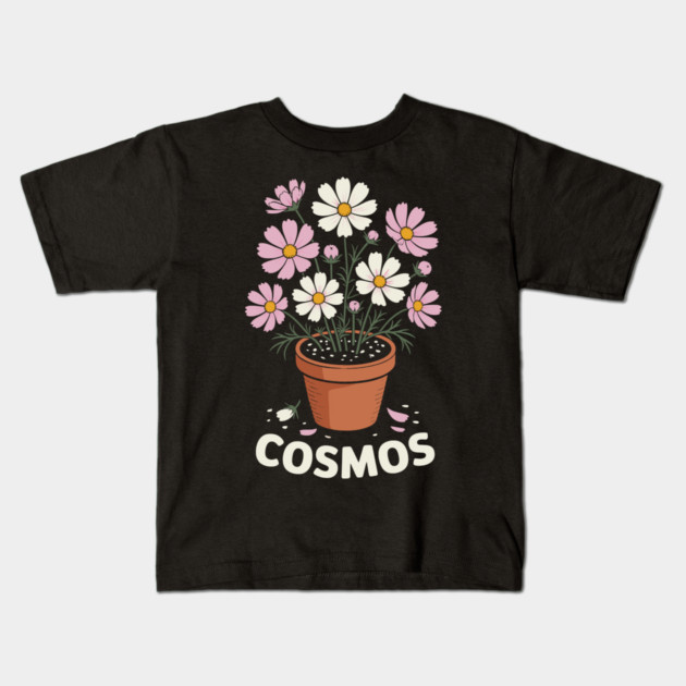 Cosmos Flower Kids T-Shirt by CreativeSage