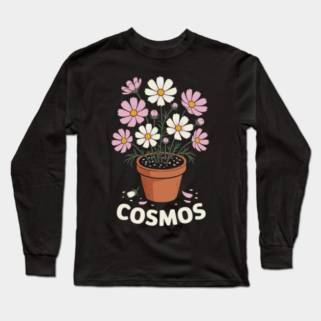 Cosmos Flower Long Sleeve T-Shirt by CreativeSage