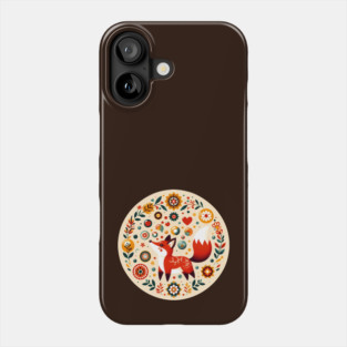 Red Fox in Bloom – Scandinavian Folk Art Back to School Design © heidiannemorris Phone Case