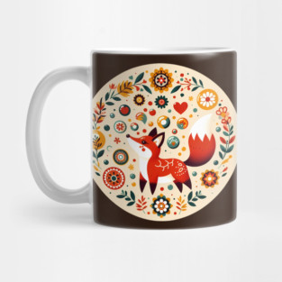 Red Fox in Bloom – Scandinavian Folk Art Back to School Design © heidiannemorris Mug