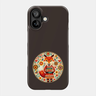 Bookish Fox – Scandinavian Folk Art Back to School Design © heidiannemorris Phone Case
