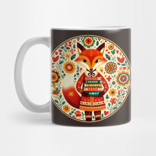 Bookish Fox – Scandinavian Folk Art Back to School Design © heidiannemorris Mug