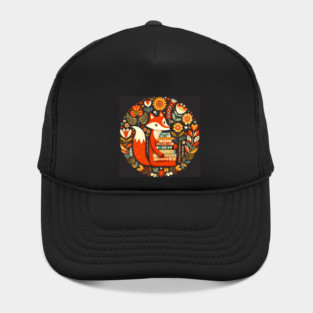 Bookish Fox – Scandinavian Folk Art Back to School Design © heidiannemorris Hat
