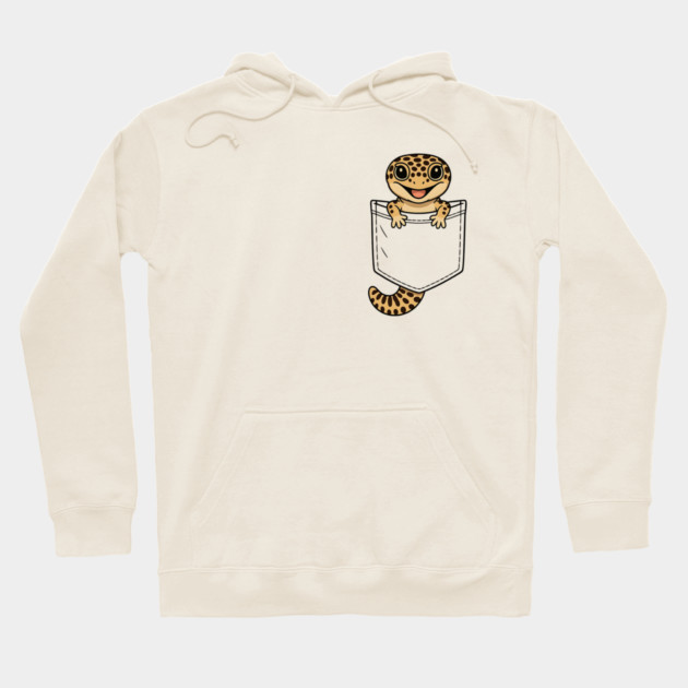 Cute Leopard Gecko Pocket,  Funny Reptile Lizard Owner Gifts for Men, Women, Kids | Awesome Birthday Holiday Gift Hoodie by Pixel Threads 