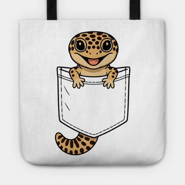 Cute Leopard Gecko Pocket,  Funny Reptile Lizard Owner Gifts for Men, Women, Kids | Awesome Birthday Holiday Gift Tote by Pixel Threads 