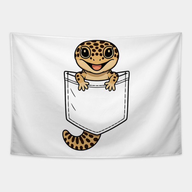 Cute Leopard Gecko Pocket,  Funny Reptile Lizard Owner Gifts for Men, Women, Kids | Awesome Birthday Holiday Gift Tapestry by Pixel Threads 