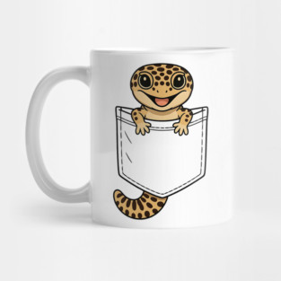 Cute Leopard Gecko Pocket,  Funny Reptile Lizard Owner Gifts for Men, Women, Kids | Awesome Birthday Holiday Gift Mug