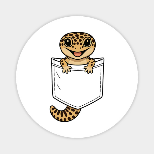 Cute Leopard Gecko Pocket,  Funny Reptile Lizard Owner Gifts for Men, Women, Kids | Awesome Birthday Holiday Gift Magnet by Pixel Threads 