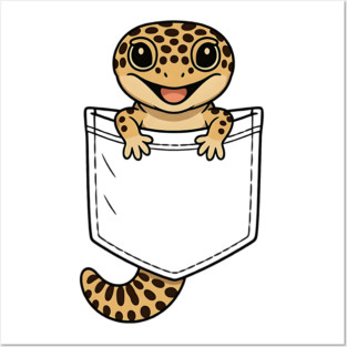 Cute Leopard Gecko Pocket,  Funny Reptile Lizard Owner Gifts for Men, Women, Kids | Awesome Birthday Holiday Gift Posters and Art