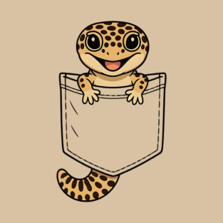 Cute Leopard Gecko Pocket,  Funny Reptile Lizard Owner Gifts for Men, Women, Kids | Awesome Birthday Holiday Gift T-Shirt