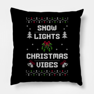 Snow, Lights, Christmas Vibes Holiday Tee Pillow