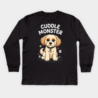 Cuddle Monster – Cute Cavachon / Cavapoo Style Cartoon Dog Design Kids Long Sleeve T-Shirt