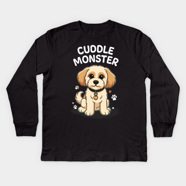 Cuddle Monster – Cute Cavachon / Cavapoo Style Cartoon Dog Design Kids Long Sleeve T-Shirt by Butter Creative