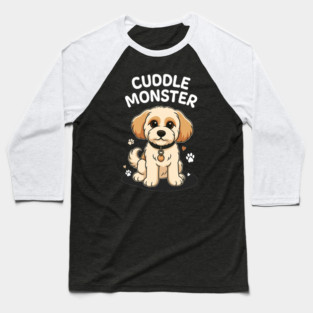 Cuddle Monster – Cute Cavachon / Cavapoo Style Cartoon Dog Design Baseball T-Shirt