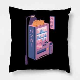 Neon Neko Vending Machine Nights Pillow