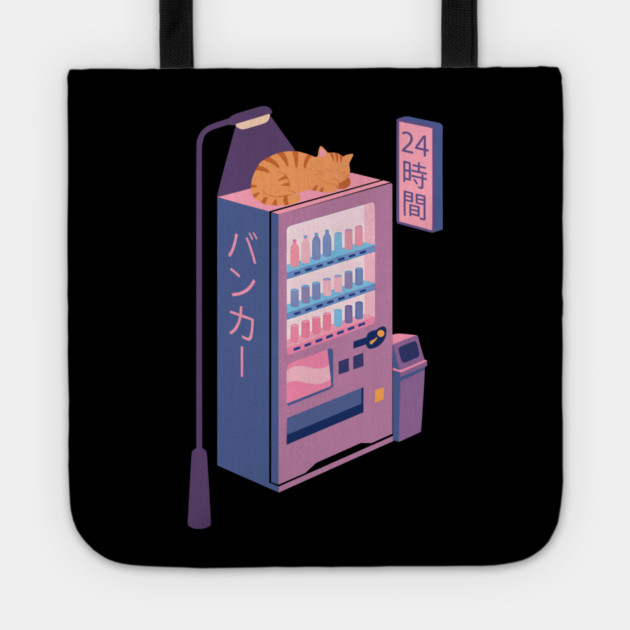 Neon Neko Vending Machine Nights Tote by Designed By Marty