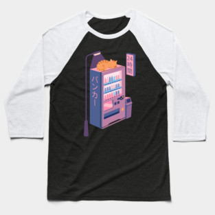 Neon Neko Vending Machine Nights Baseball T-Shirt