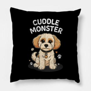 Cuddle Monster – Vintage Distressed Style Cute Cartoon Dog Lover Design Pillow