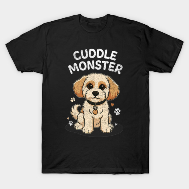 Cuddle Monster – Vintage Distressed Style Cute Cartoon Dog Lover Design T-Shirt by Butter Creative