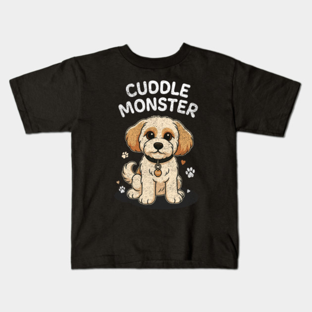 Cuddle Monster – Vintage Distressed Style Cute Cartoon Dog Lover Design Kids T-Shirt by Butter Creative