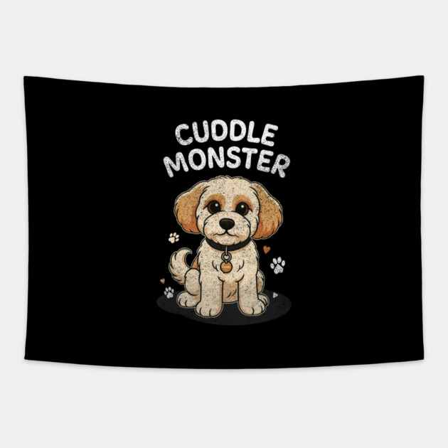 Cuddle Monster – Vintage Distressed Style Cute Cartoon Dog Lover Design Tapestry by Butter Creative