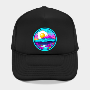 Vaporwave Mount Fuji Rising Egg Sun Hat