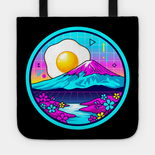 Vaporwave Mount Fuji Rising Egg Sun Tote by Designed By Marty