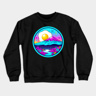Vaporwave Mount Fuji Rising Egg Sun Crewneck Sweatshirt