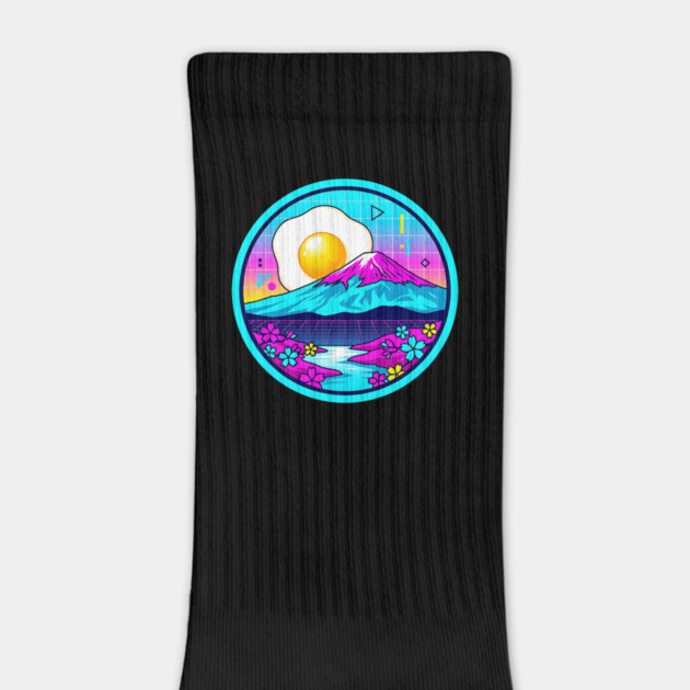 Vaporwave Mount Fuji Rising Egg Sun by Designed By Marty
