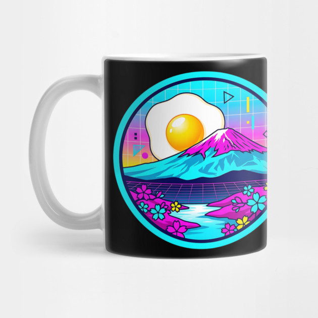 Vaporwave Mount Fuji Rising Egg Sun by Designed By Marty