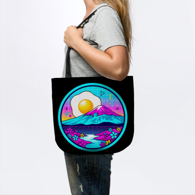 Vaporwave Mount Fuji Rising Egg Sun by Designed By Marty