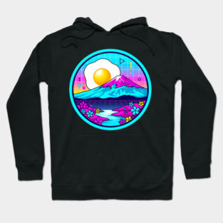 Vaporwave Mount Fuji Rising Egg Sun Hoodie