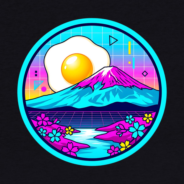 Vaporwave Mount Fuji Rising Egg Sun by Designed By Marty