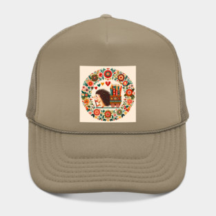 Hedgehog with Pencil Cart – Scandinavian Folk Art Back to School Design © heidiannemorris Hat