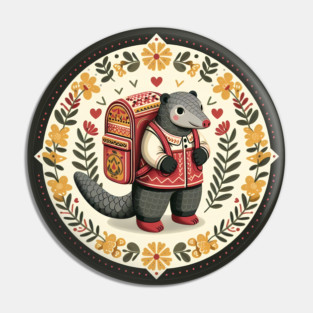 Backpack Pangolin – Hope for Wildlife series – Scandinavian Folk Art Back to School Design © heidiannemorris Pin