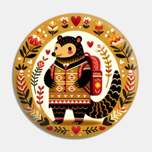 Backpack Pangolin – Hope for Wildlife series – Scandinavian Folk Art Back to School Design © heidiannemorris Pin