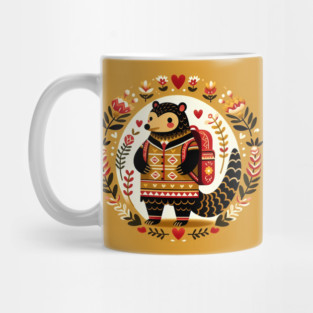 Backpack Pangolin – Hope for Wildlife series – Scandinavian Folk Art Back to School Design © heidiannemorris Mug