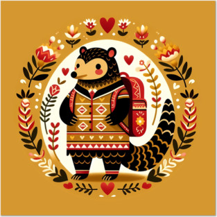 Backpack Pangolin – Hope for Wildlife series – Scandinavian Folk Art Back to School Design © heidiannemorris Posters and Art