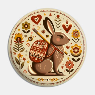 Backpack Bunny – Scandinavian Folk Art Back to School Design © heidiannemorris Pin