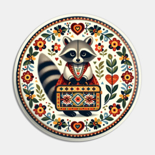 Boarding School Raccoon with Suitcase – Scandinavian Folk Art Back to School Design © heidiannemorris Pin