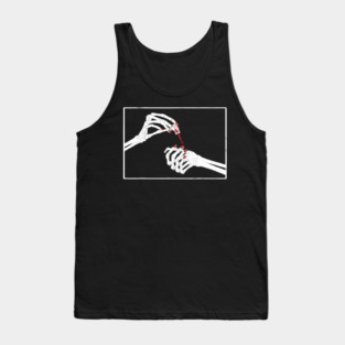 Skeleton Hands Painting Nails Red Manicure Halloween Nail Tech Tank Top
