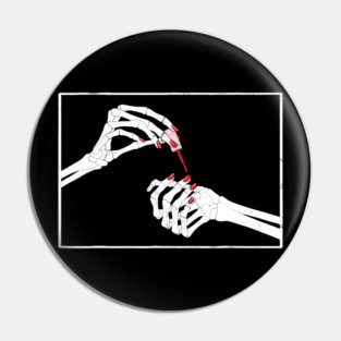 Skeleton Hands Painting Nails Red Manicure Halloween Nail Tech Pin